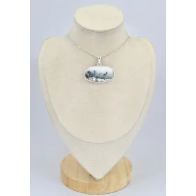 Pendentif Merlinite oval horizontal - Bijoux en Opale Dendritique (Merlinite)