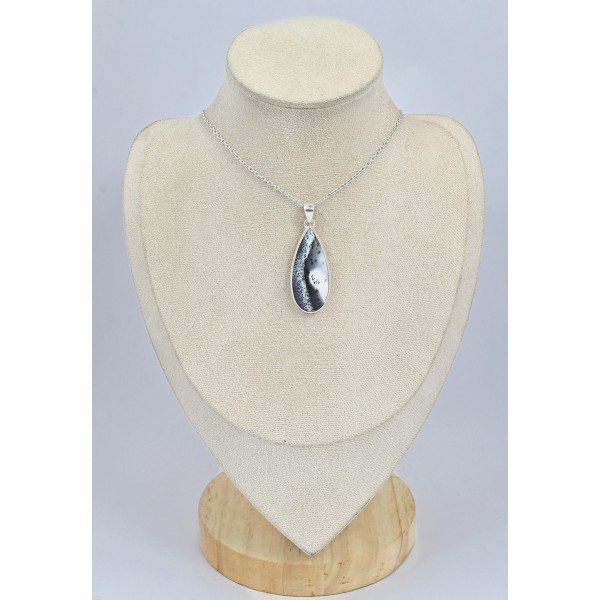 Pendentif Opale blanche dendritique  
