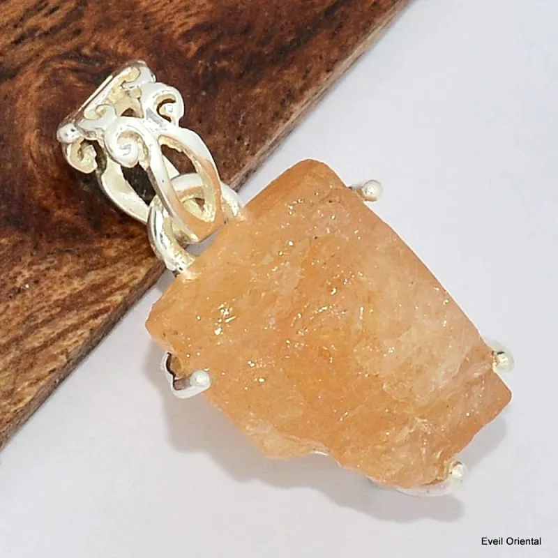 Pendentif authentique Topaze impériale détail bélière - Bijoux en Topaze Impériale