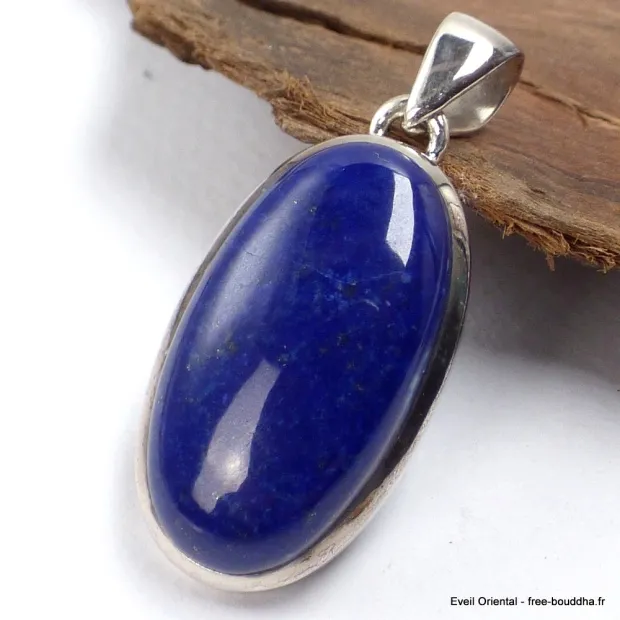 Pendentif argent oval Lapis Lazuli qualité AAA - Bijoux en Lapis-lazuli