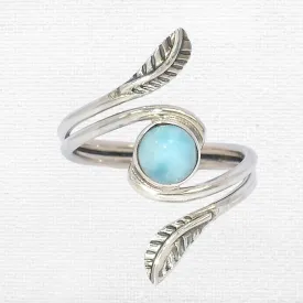 Bague Larimar motif feuille T 52 à 63 - Bagues pierres naturelles
