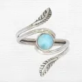 Bague Larimar motif feuille T 52 à 63 - Bagues pierres naturelles