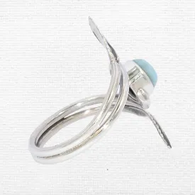 Bague Larimar motif feuille T 52 à 63 - Bagues pierres naturelles