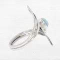 Bague Larimar motif feuille T 52 à 63 - Bagues pierres naturelles