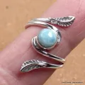 Bague Larimar motif feuille T 52 à 63 - Bagues pierres naturelles