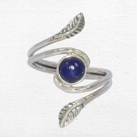 Bague Lapis Lazuli motif feuille T 54 à 64 - Bagues pierres naturelles