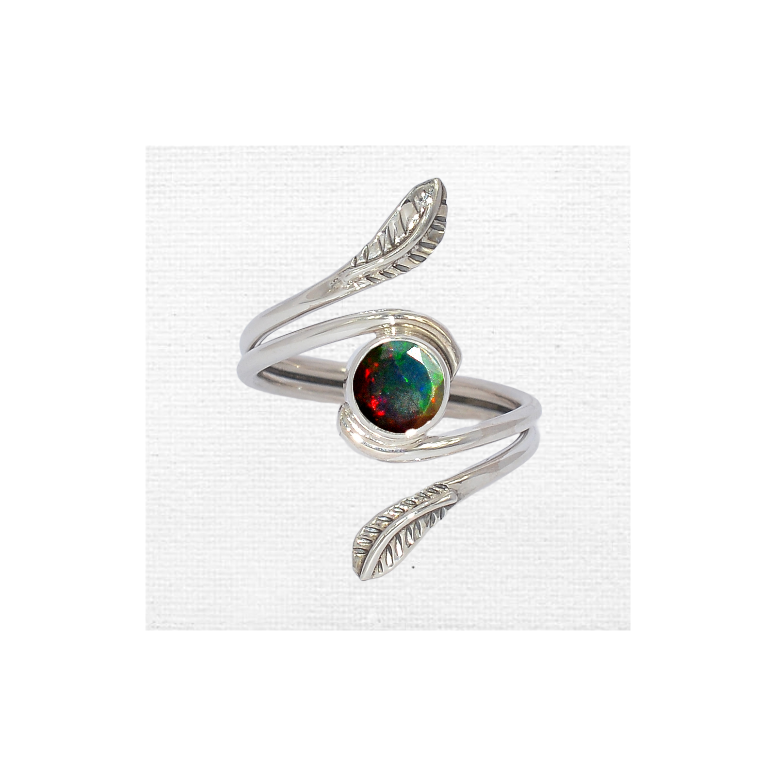 Bague En Opale Bleue Naturelle Sur Argent 925 - Taille 54 - 21.5x17 Mm Ovale - Fait Main En France