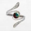 Bague Opale noire facettée feuilles T 53 à 64 - Bagues pierres naturelles