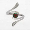 Bague Opale noire facettée feuilles T 53 à 64 - Bagues pierres naturelles