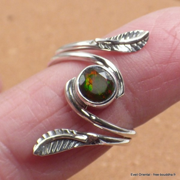 Bague Opale noire facettée feuilles T 53 à 64 Bagues pierres naturelles SK41.3