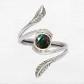 Bague Opale noire facettée feuilles T 53 à 64 - Bagues pierres naturelles