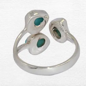 Bague 3 Turquoise Kingman taille ajustable - Bagues pierres naturelles