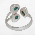 Bague 3 Turquoise Kingman taille ajustable - Bagues pierres naturelles