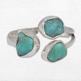 Bague 3 Turquoise Kingman taille ajustable - Bagues pierres naturelles