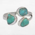 Bague 3 Turquoise Kingman taille ajustable - Bagues pierres naturelles