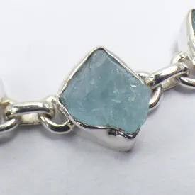 Bracelet argent Aigue-marine brute - Bijoux en Aigue-marine