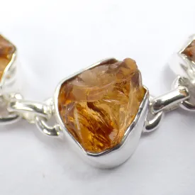 Bracelet en argent Citrine brute - Bracelets pierres naturelles