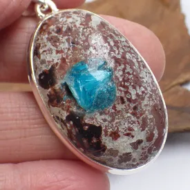 Cristal de Cavansite sur roche-mère - Pendentifs pierres naturelles