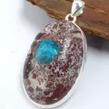 Cristal de Cavansite sur roche-mère - Pendentifs pierres naturelles