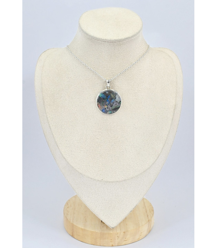 Pendentif rond Opale welo sur pyrite 
