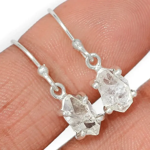 Boucles d'oreilles Diamant d'Herkimer brut - Bijoux en Diamant d'Herkimer