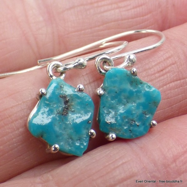 Boucles d'oreilles Turquoise Kingman brute 