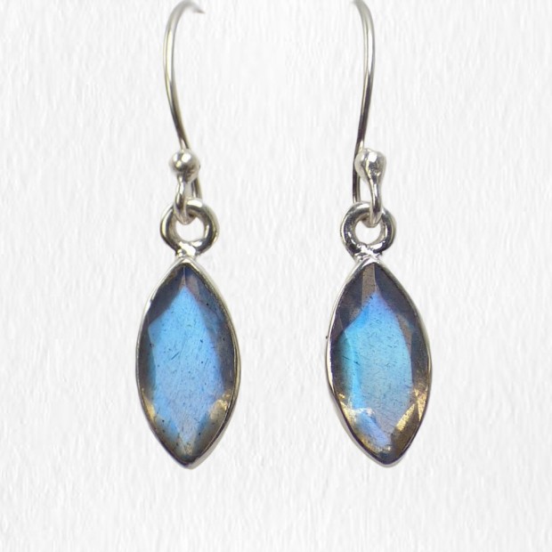 Boucles d'oreilles marquise Labradorite bleue 