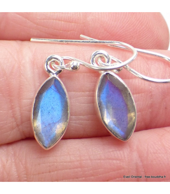 Boucles d'oreilles marquise Labradorite bleue 