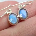 Boucles d'oreilles ovales Labradorite bleue - Bijoux en Labradorite Bleue