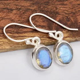 Boucles d'oreilles ovales Labradorite bleue - Bijoux en Labradorite Bleue