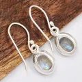 Boucles d'oreilles ovales Labradorite bleue - Bijoux en Labradorite Bleue
