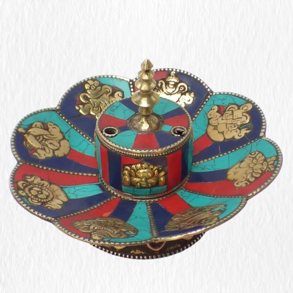 Porte encens tibétain multi-pierres Brûleurs et porte-encens PETU11