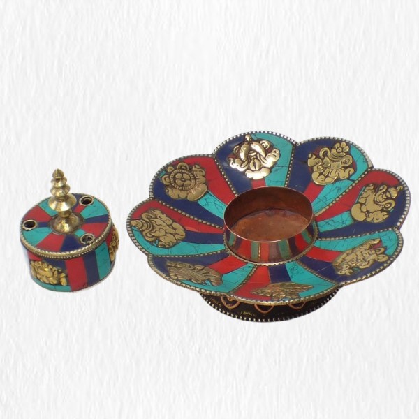 Porte encens tibétain multi-pierres Brûleurs et porte-encens PETU11