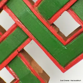 Noeud sans fin bouddhiste en bois peint - Décoration tibétaine