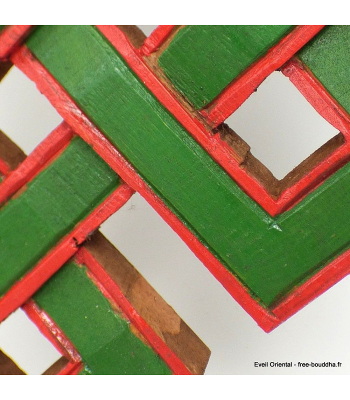 Noeud sans fin bouddhiste en bois peint Décoration tibétaine DECOLL4