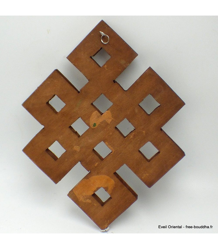 Noeud sans fin bouddhiste en bois peint Décoration tibétaine DECOLL4