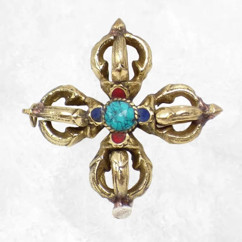 Double dorje tibetain varja bouddhiste 6 cm - Dordjé, double dorjé (sans cloche)