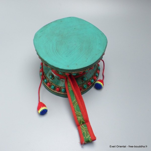 Damaru bouddhiste 12 cm pierres naturelles 