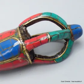 Dorje tibétain serti de pierres - Dordjé, double dorjé (sans cloche)