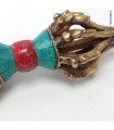 Dorje bouddhiste 13 cm laiton pierres 