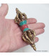 Dorje bouddhiste 13 cm laiton pierres 
