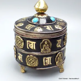 Boîte à bijoux tibétaine 2 mantras - Artisanat tibétain bouddhiste