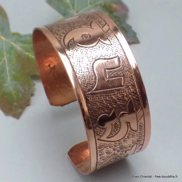 Large bracelet bouddhiste Mantra Om mani - Bracelets tibétains bouddhistes
