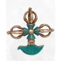Double dorjé tibetain bouddhiste et kartika en turquoise - Dordjé, double dorjé (sans cloche)
