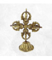 Double dorjé vajra bouddhiste sur socle Cloches et dorjé tibétains ref12.3