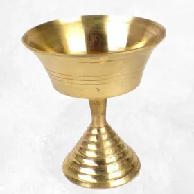 Lampe à beurre tibétaine 8 cm socle cercles - Lampe à beurre bouddhiste