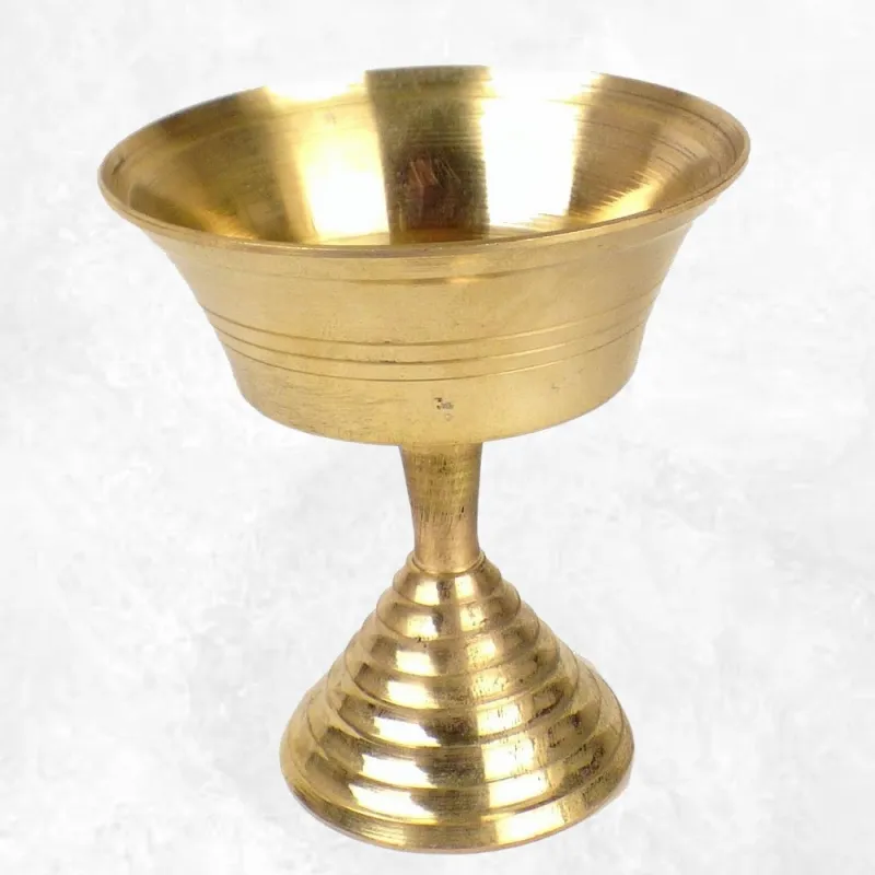 Lampe à beurre tibétaine 8 cm socle cercles - Lampe à beurre bouddhiste