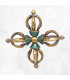 Double dorje varja bouddhiste laiton et pierres 11 cm Cloches et dorjé tibétains DD1