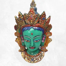 Statuette bouddhiste - Masque Tara Verte 20 cm  - Sculpture, tableau, masque mural bouddhiste