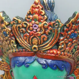 Statuette bouddhiste - Masque Tara Verte 20 cm  - Sculpture, tableau, masque mural bouddhiste